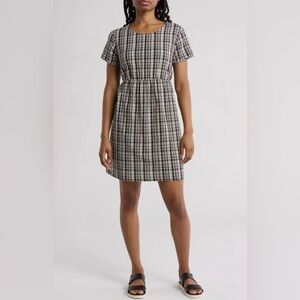 RVCA Mavis Plaid Cotton Dress. BLACK, Size Small.